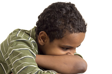 Image showing Portrait of a young kid looking down