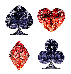 Image showing Red and dark blue diamond shaped card suits