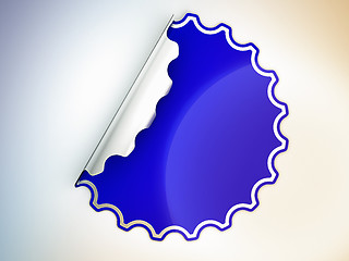 Image showing Blue round jagged sticker or label