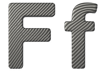 Image showing Carbon fiber font F lowercase and capital letters