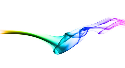 Image showing Abstract colorful fume waves on white