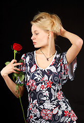 Image showing Blonde with rose.