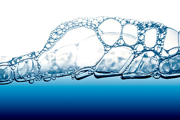 Image showing Air bubbles in blue water