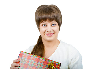 Image showing cute young girl with a gift