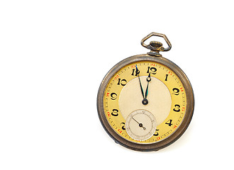 Image showing Old antique pocket watch isolated on white background