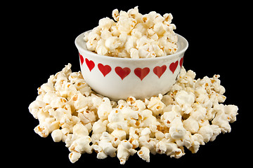 Image showing Popcorn in a heart bowl