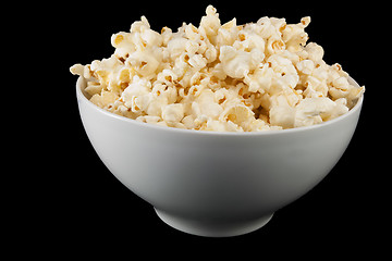 Image showing Popcorn in a white bowl