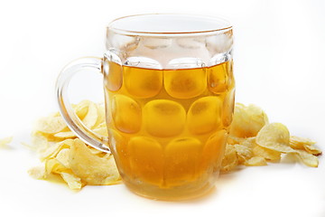 Image showing The chips and beer
