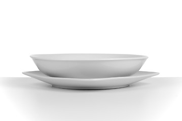 Image showing Empty white ceramic soup dish