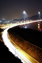 Image showing Ting Kau Bridge in Hong Kong at night 