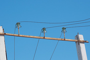 Image showing Old Fashion Electrical Insulators