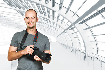 Image showing confident photographer background