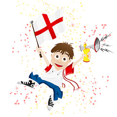 Image showing England Sport Fan with Flag and Horn