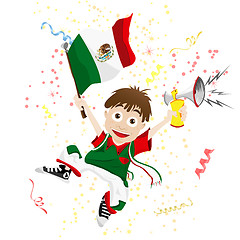 Image showing Mexico Sport Fan with Flag and Horn