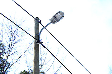 Image showing street lantern on white sky background