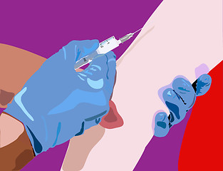 Image showing Doctor giving an injection to patient