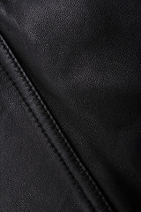 Image showing Pocket on the black leather texture can use as background 