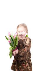 Image showing Little girl with flowers