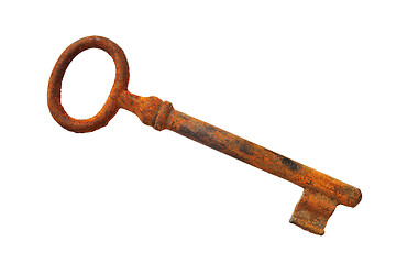 Image showing Old rusty key isolated on white background.