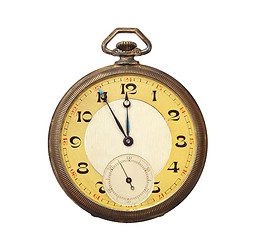 Image showing Old antique pocket watch isolated on white background.