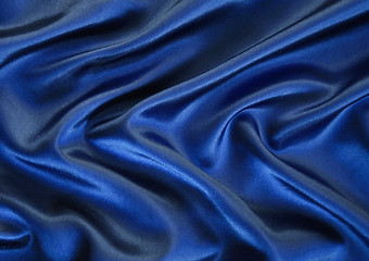 Image showing Smooth elegant dark blue silk as background 