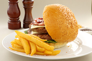 Image showing Fries And Burger
