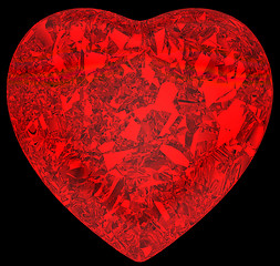 Image showing Red diamond heart shape on black