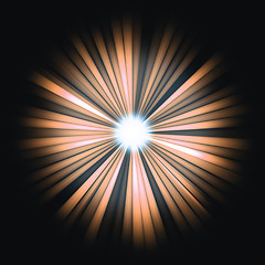 Image showing Red Beams of light: shining star in the dark