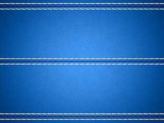 Image showing Blue horizontal stitched leather background
