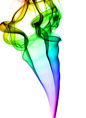 Image showing Abstract puff of colorful smoke on white