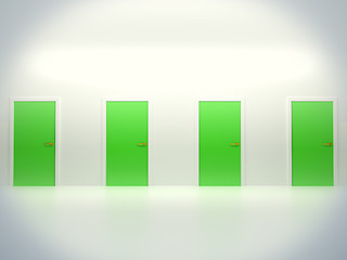 Image showing Choosing the right way: four conceptual doors