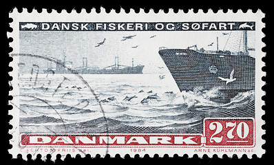 Image showing Danish seafaring and fishing stamp