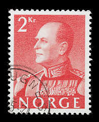 Image showing Olav V on a stamp