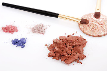 Image showing powder for makeup and two brush