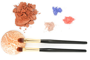 Image showing powder for makeup and two brush