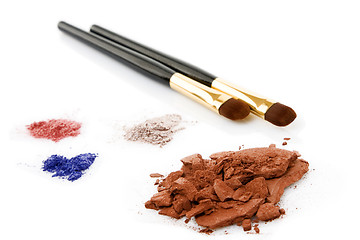 Image showing powder for makeup and two brush