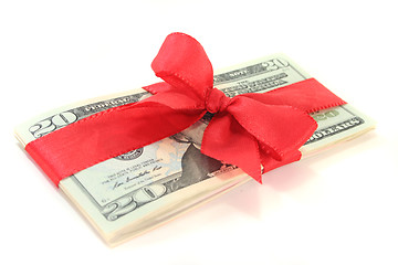 Image showing Dollar bills with bow