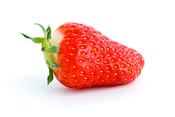 Image showing Single ripe red strawberry