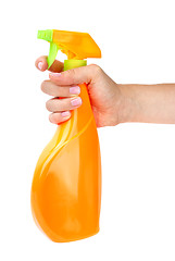 Image showing Hand holding sprayer bottle