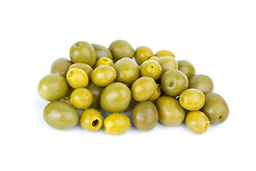 Image showing Small pitted and giant olives