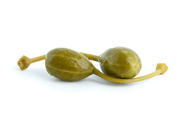 Image showing Macro shot of two capers fruits