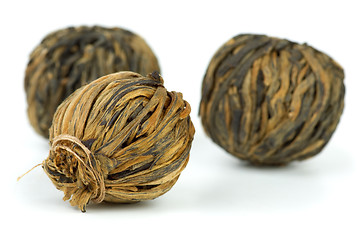 Image showing Closeup shot of braided yunnan black tea