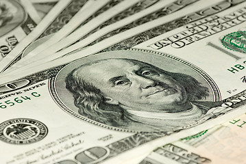 Image showing Close-up shot of $100 bills
