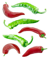 Image showing Red and green chilli peppers.