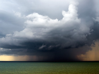 Image showing Rain over sea.