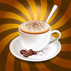 Image showing Cup of cappuccino over rays