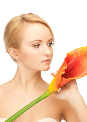 Image showing beautiful woman with calla flower