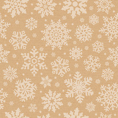 Image showing Seamless pattern with snowflake on packing cardboard background.
