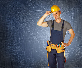 Image showing handyman blue background