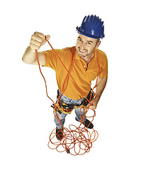 Image showing handyman with electric wire